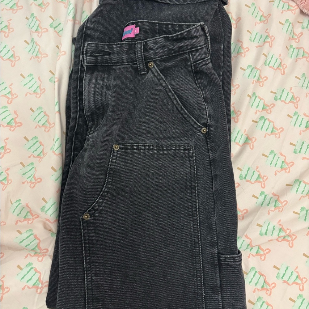 Edikted Black Carpenter Baggy Jeans